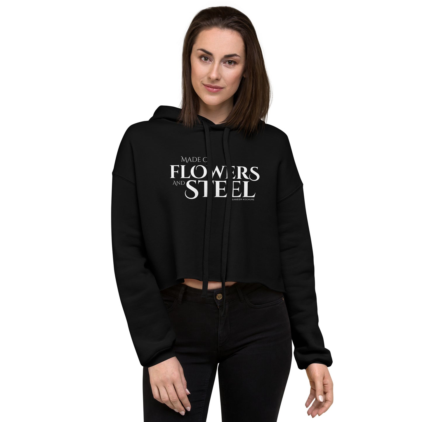 Made of Flowers and Steel: Crop Hoodie