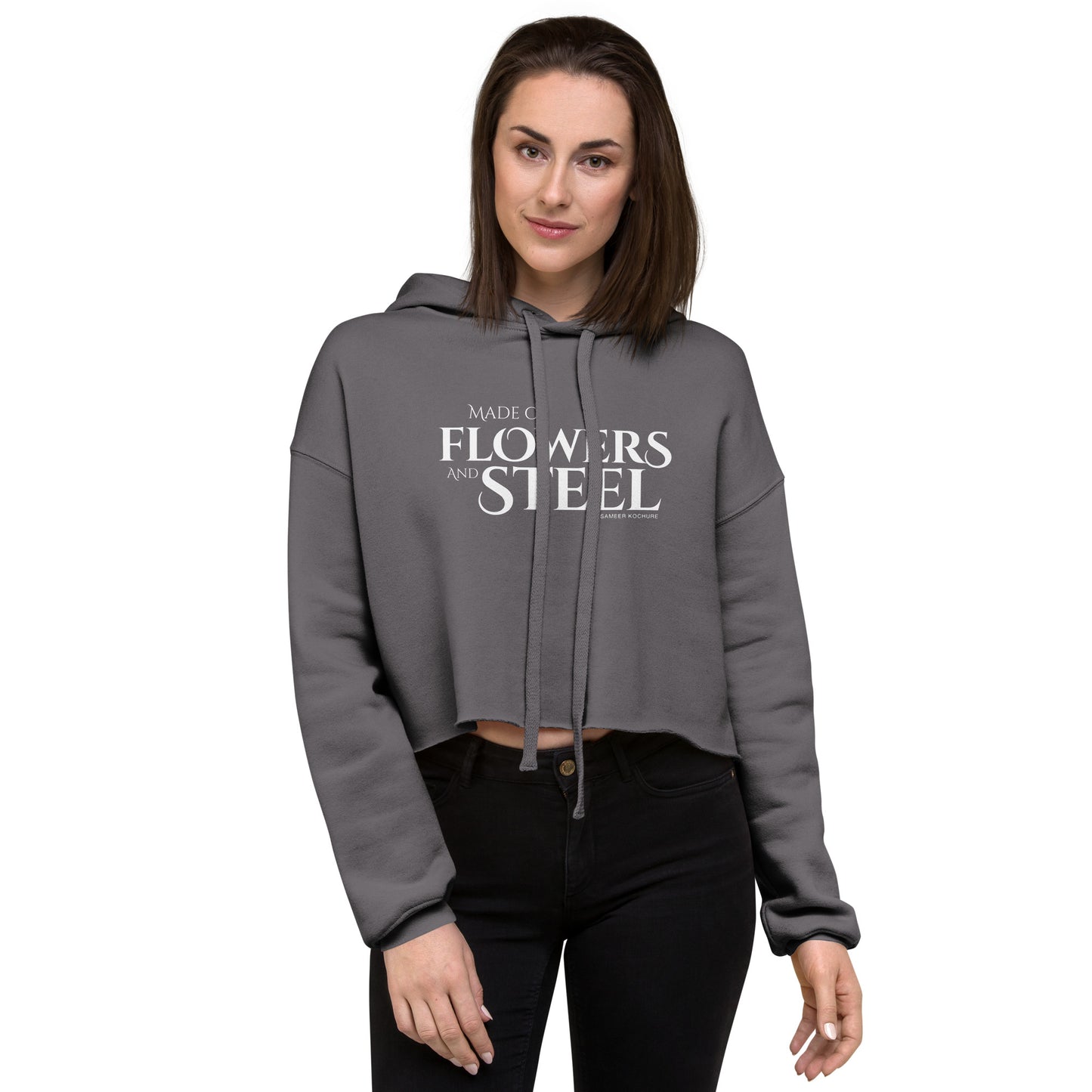 Made of Flowers and Steel: Crop Hoodie